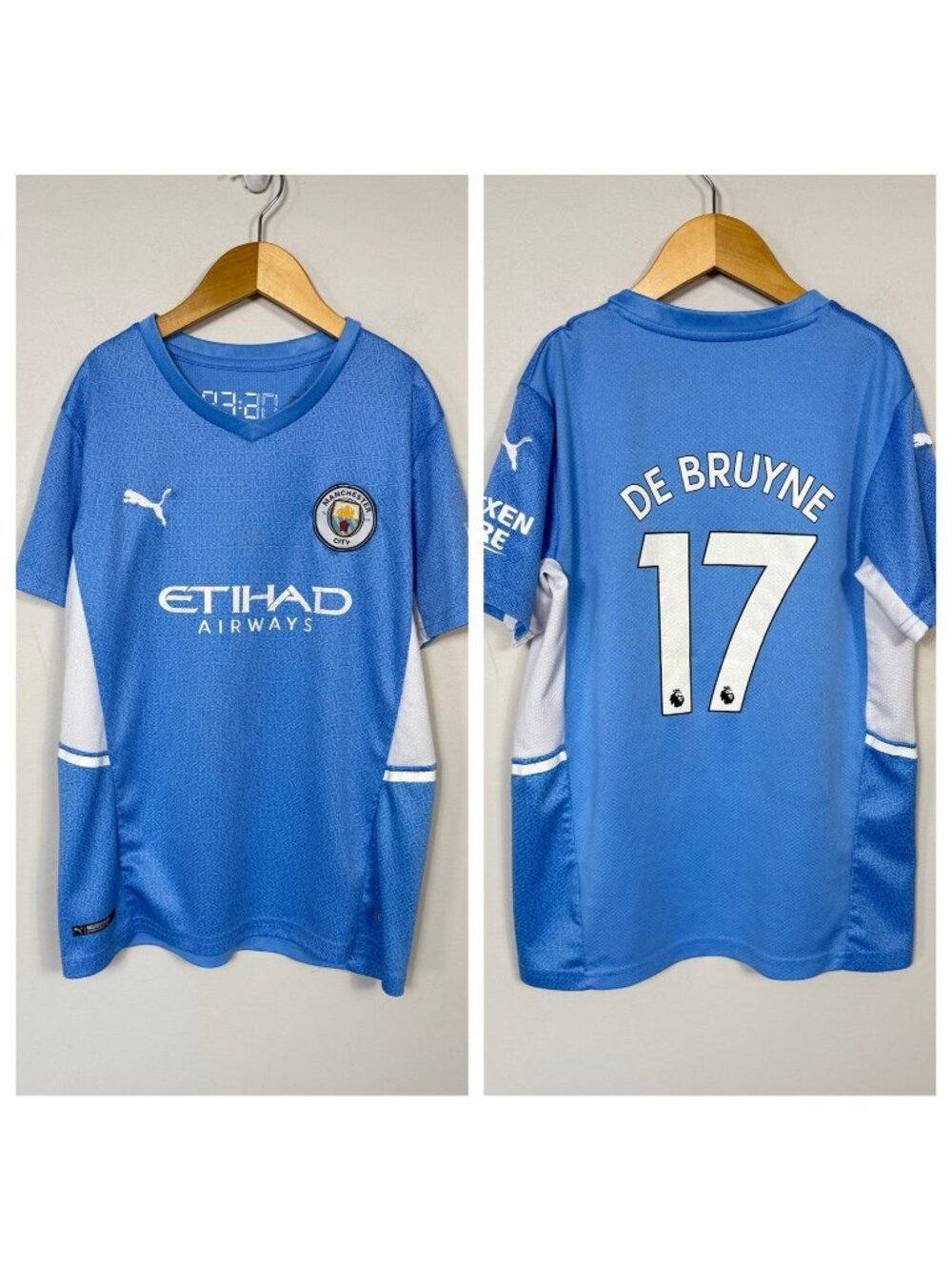 Puma Manchester City 2021/22 Home De Bruyne Youth Kid L Soccer Football Jersey